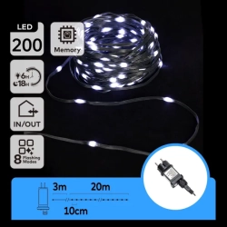 Niskonapięciowe lampki choinkowe 200 led taśmowe Zimna biel, 20 m